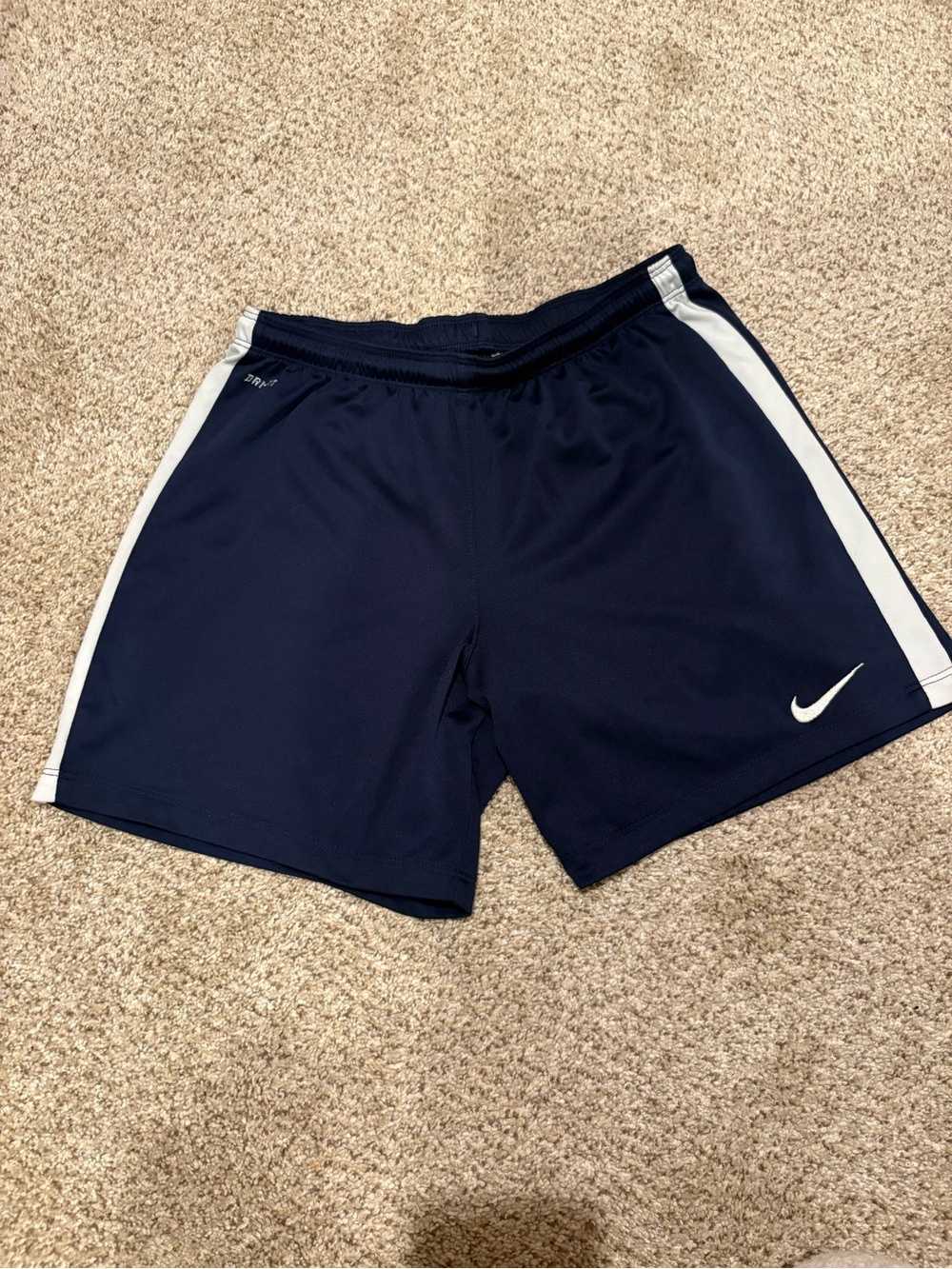 Nike women’s Navy Athletic Shorts with White Stripe